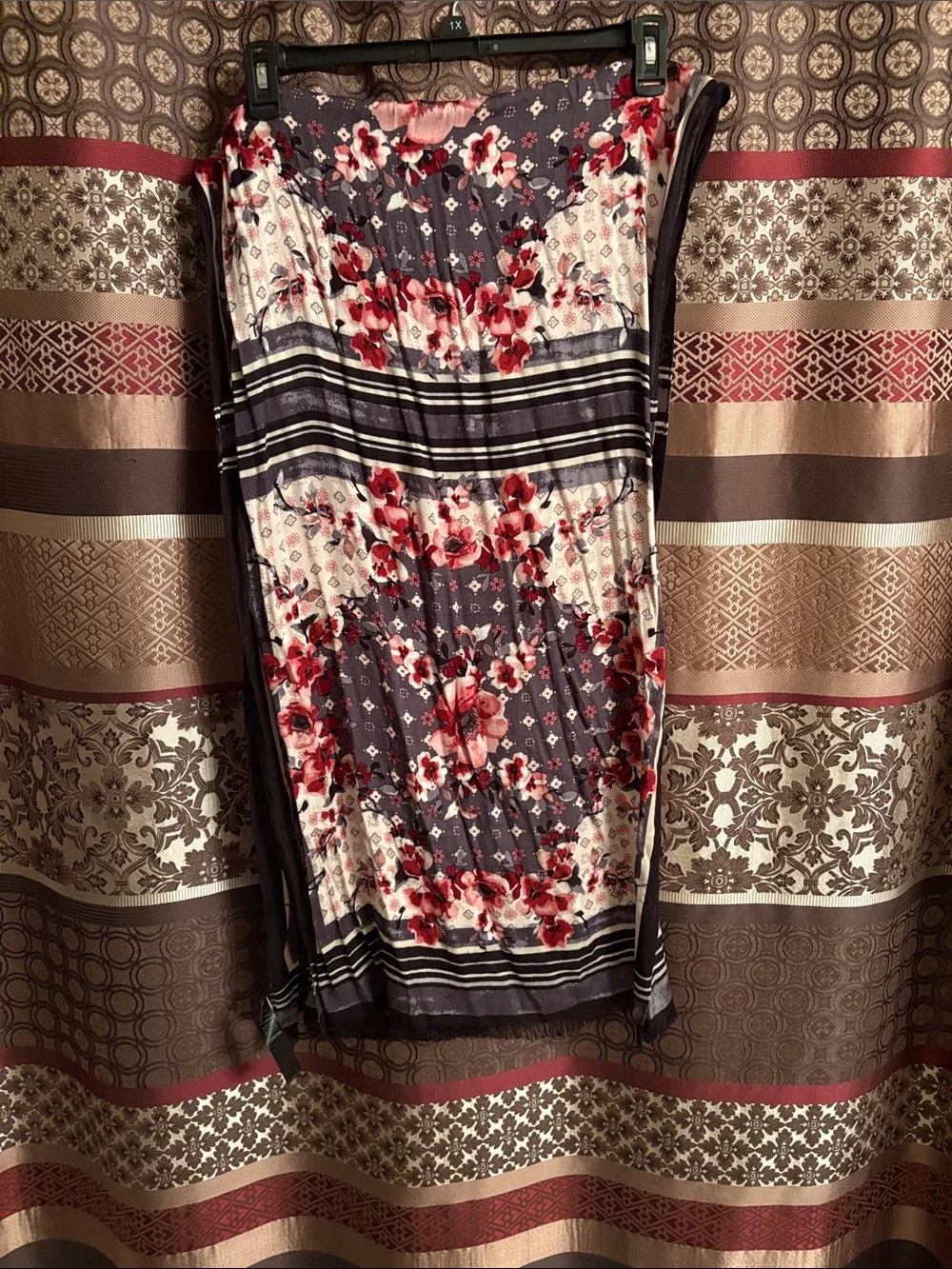 Floral Strip scarf from White House Black Market in Navy and Red